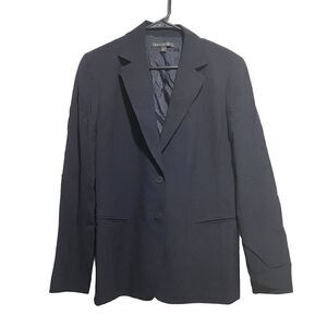 Lafayette 148  Navy Blue Blazer Jacket‎ Size 10 Button Closure Dress Up